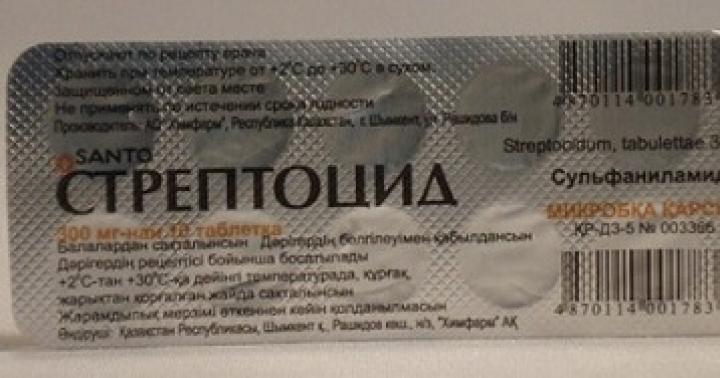 Streptocid tablets - instructions for use